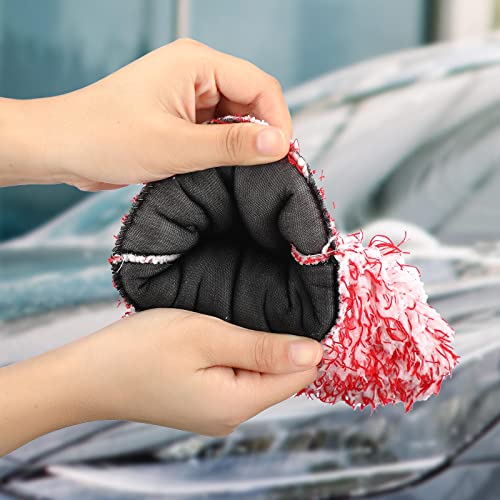Tallew 5 Pcs Microfiber Car Wash Mitt Absorbent Detailing Washing Gloves Automotive Car Cleaning Supplies for Cars Motorcycles SUVs Trucks Boats, 7 x 11 Inches(Classic) - color: Blue, Black, Red, White, Grey