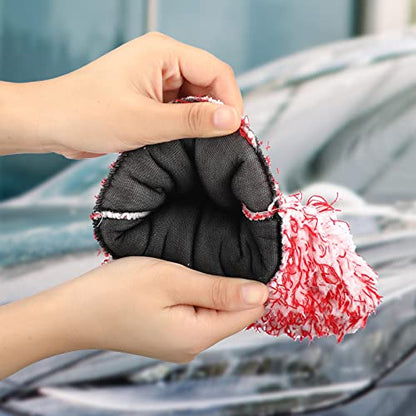 Tallew 5 Pcs Microfiber Car Wash Mitt Absorbent Detailing Washing Gloves Automotive Car Cleaning Supplies for Cars Motorcycles SUVs Trucks Boats, 7 x 11 Inches(Classic) - color: Blue, Black, Red, White, Grey
