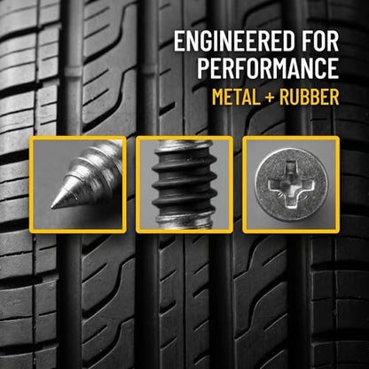 102 PCS Tire Repair Rubber Nails with Screwdriver & Case, Vacuum Tire Repair Kits Spiral Rubber Screws, Fast Self-Service Tool for Car, Truck, Motorcycle, Tractor Tire Puncture Repair (Black)