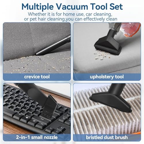 Universal Vacuum Attachments for Shop Vac, 2 1/2" to 1 1/4" Vacuum Hose Adapter, 1 7/8" to 1" Adapter Dust Brush Extension Wand Flexible Crevice Tool Attachment Kits for Shop Vac Accessories