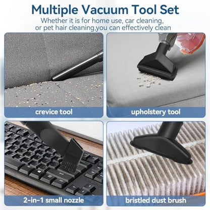 Universal Vacuum Attachments for Shop Vac, 2 1/2" to 1 1/4" Vacuum Hose Adapter, 1 7/8" to 1" Adapter Dust Brush Extension Wand Flexible Crevice Tool Attachment Kits for Shop Vac Accessories