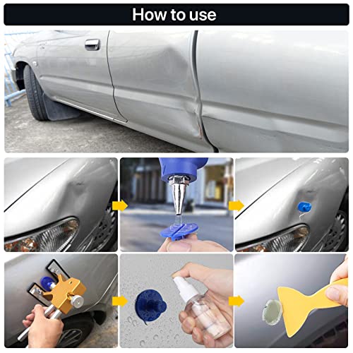 Dent Puller Kit，56pcs Paintless Dent Repair Kit with Golden Lifter, Double Pole Bridge Puller, Glue Gun &Slide Hammer, Dent Removal Kit for Car Refrigerator Motorcycle Dent Remove