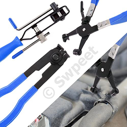 Swpeet 3Pcs Blue CV Joint Boot Clamp Pliers and Swivel Flat Band Hose Clamp Pliers Assortment Kit, Ear Boot Tie Car Band Tool Car Water Pipe Locking Automotive Hose - color: Blue