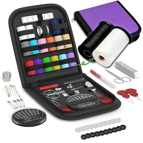 Sewing Kit Gifts for Grandma, Mom, Friend, Traveler, Adults, Beginner, Emergency,Sewing Supplies Accessories with Scissors,Sewing Needles Thimble, Thread,Tape Measure etc (Dark Purple, S) - color: Dark Purple, size: 1 Pack