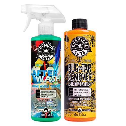 Chemical Guys CWS_104_16A Car Wash, Dry & Shine Bundle - Concentrated Bug and Tar Remover Car Wash Soap, 16 oz + After Wash Gloss Boosting Drying Aid (16 oz) (2 Items) Works on Cars, Trucks, SUVs - size: 16 Fl Oz (Pack of 2)