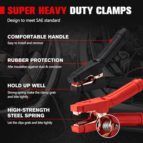 FIERYRED 1 Gauge 30 FT Quick Connect Jumper Cables, 1000A Heavy Duty Booster Cables with Travel Bag, Heavy Duty Battery Jumper Cable for Truck, Diesel Trucks, SUV and Car - size: 1 Gauge 30 FT w/Andersen Connector