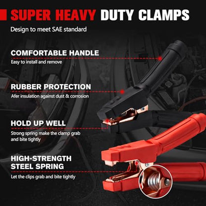 FIERYRED 1 Gauge 30 FT Quick Connect Jumper Cables, 1000A Heavy Duty Booster Cables with Travel Bag, Heavy Duty Battery Jumper Cable for Truck, Diesel Trucks, SUV and Car - size: 1 Gauge 30 FT w/Andersen Connector