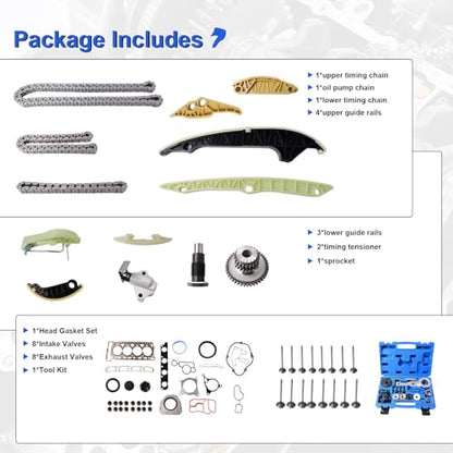 Timing Chain Kit wiht Tool Kit for 2009-2015 Audi A4 Q5 TT, for VW Jetta Golf GTI, Fit for 2.0T CAEB CCTA Engine, Include Valve Cover Gasket Set, Durable OE Standard Engine Timing Replacement Parts | OE Standard Timing Replacement parts, AJ133 - color: Fo