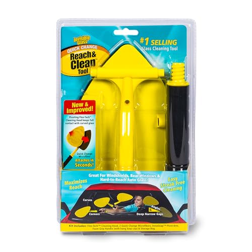 Invisible Glass 95160 Reach & Clean Windshield Cleaning Tool and Car Window Cleaner Tool for Interior and Exterior Auto Glass, Trucks, SUVs, RVs and Home Windows with 2 Microfiber Pads and Storage Bag - size: 1 Count (Pack of 1)