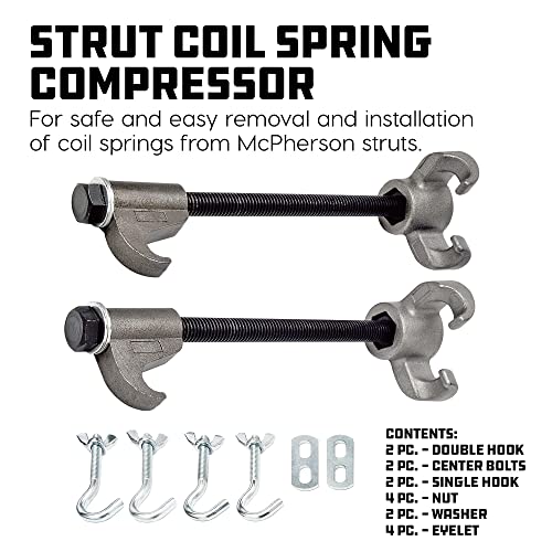 Powerbuilt Strut Coil Spring Compressor for Macpherson Struts, Heavy Duty Steel Tool for Safe Coil Spring Removal and Installation – 940562