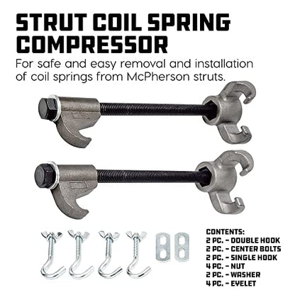 Powerbuilt Strut Coil Spring Compressor for Macpherson Struts, Heavy Duty Steel Tool for Safe Coil Spring Removal and Installation – 940562