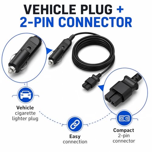 13FT N506585 Replacement Inflator Cord, 12V DC Car Power Supply Cable Compatible with DeWalt DCC020IB 20V MAX Tire Inflator Air Compressor
