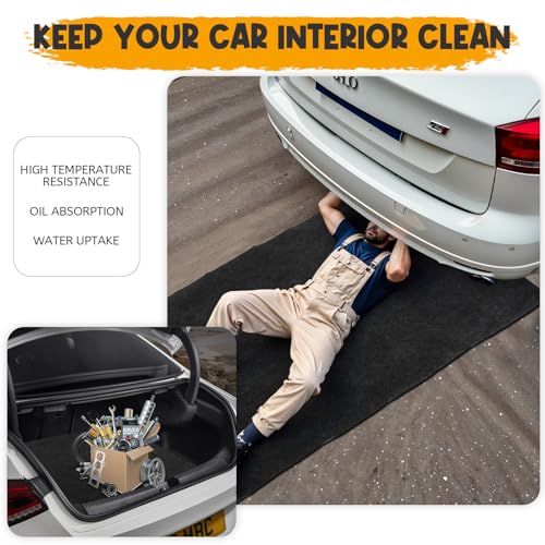 Oil Spill Mat for Garage Floor 2 Pcs 60x36 Inch Absorbent Garage Floor Mats for Under Car Leaks, Reusable Rubber Oil Drip Pad with Waterproof Backing, Washable Non Slip Driveway Protector