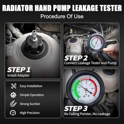 16 Pcs Universal Radiator Pressure Tester Kit,Coolant Pressure Tester kit with 13 Radiator Adapters,Precise Coolant Leak Detector for All Vehicle Cooling System - size: 16PCS