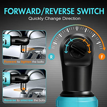 DURATECH Cordless Electric Ratchet Wrench Set, 48 Ft-lbs 3/8" 12V Power Ratchet Wrench with 2PCS 2.0Ah Li-Ion Battery, 1 Hour Fast Charger, 8PCS Sockets, Extension Bar, Adaptor, Variable Speed Trigger - style: Normal Head
