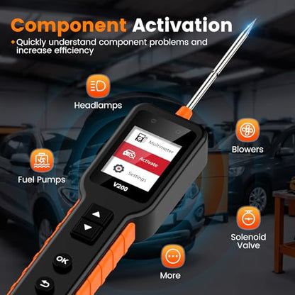 V200 Upgrade Automotive Circuit Tester, 12-24V Electrical Short Open Breaker Circuit Finder, Auto Power Circuit Probe Tester, Car Fuse Tester, 16.4Ft(5M) Cable - color: V200-Black