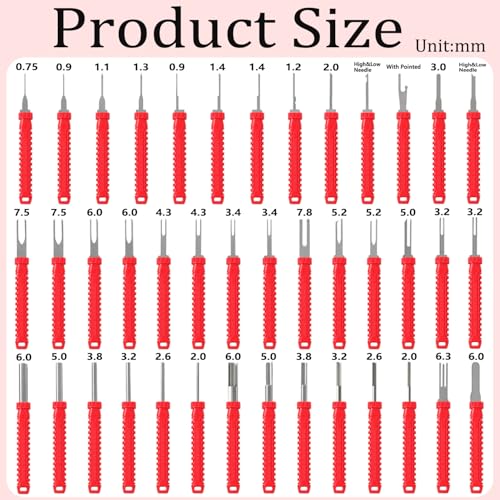 Terminal Removal Tool Kit-41Pcs Depinning Tool with Blow-Molded Case | 41Pcs Depinning Tools Kit Automotive Red Electrical Pin Removal Tool Kit for Auto Motorcycle Wire Harness and Connectors - color: Red