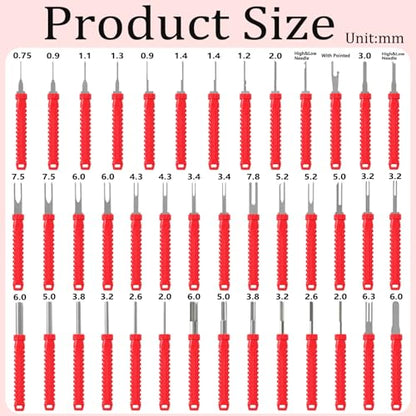 Terminal Removal Tool Kit-41Pcs Depinning Tool with Blow-Molded Case | 41Pcs Depinning Tools Kit Automotive Red Electrical Pin Removal Tool Kit for Auto Motorcycle Wire Harness and Connectors - color: Red