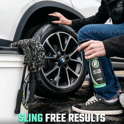 ExoForma Wet Tire Dressing Spray - Extremely High Shine Tire Dressing for That Wet Look - No Sling, Non-Greasy Silicone Formula with UV Protection - Easy to Apply, Minimal Cure Time - 16 fl oz - size: 16 Fl Oz (Pack of 1)