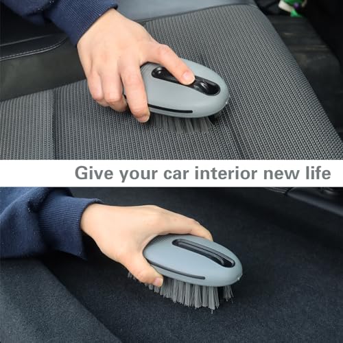 Carpet Cleaning Brush & Upholstery Brush Set, Hard Bristle Carpet Scrub Brush, Rug Brush, Couch Cleaner Brush, Fabric/Leather Detail Brush for Car, Home & Outdoor Furniture (Grey) - color: Gray