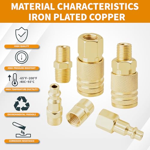 Air Coupler & Plug Kit,62 Pcs 1/4" NPT Air Tool Fittings Set,Quick Connect Air Hose Fittings Air Compressor Accessories