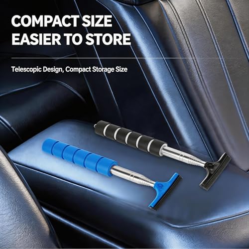 4 Pack All-Purpose Car Rearview Side Mirror Squeegee with Retractable Handle for Car Windshield, Tile Walls, Bathroom, Window, Glass, Mini Portable Car Cleaning Tool for Rainy Foggy Weather