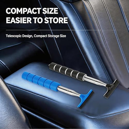 4 Pack All-Purpose Car Rearview Side Mirror Squeegee with Retractable Handle for Car Windshield, Tile Walls, Bathroom, Window, Glass, Mini Portable Car Cleaning Tool for Rainy Foggy Weather