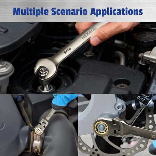 22-Piece Flex Head Ratcheting Wrench Set, with 180° Flex Head, Metric 6-18 mm & SAE 1/4-3/4", Combination Wrench Sets with Organizer Box