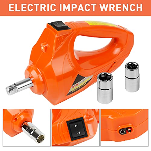 Electric Hydraulic Car Floor Jack Kit 12V DC 5 Ton with Electric Impact Wrench & Tire Inflator Pump Light, 4 in 1 Car Jack Lift Kit for SUV RV Truck Car Emergency Tire Change