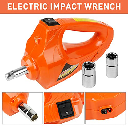Electric Hydraulic Car Floor Jack Kit 12V DC 5 Ton with Electric Impact Wrench & Tire Inflator Pump Light, 4 in 1 Car Jack Lift Kit for SUV RV Truck Car Emergency Tire Change
