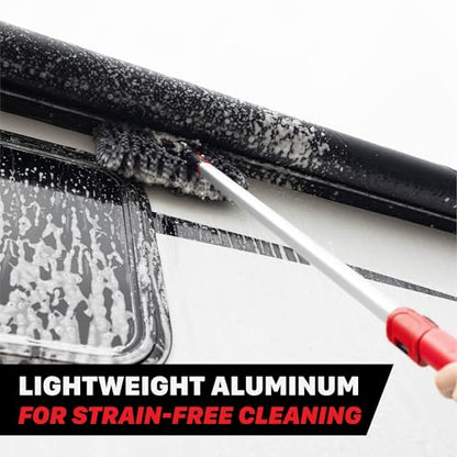Maxshine Universal IncrediStick Car Wash Stick & Mitt – Extends to 4ft with Lightweight Aluminum Handle, Microfiber & Chenille Covers – Compact Auto Detailing Tool for Cars, Trucks, SUVs & RVs