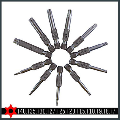 HORUSDY 11-Piece Tamper Resistant Star Bits, S2 Steel, T7 - T40 Security Torx Bit Set - style: 11-Piece Torx Bit Set