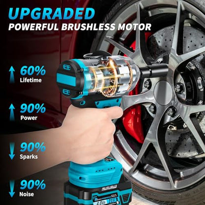 1/2" Cordless Impact Wrench,1107FT-LBS(1500Nm) Brushless High Torque Impact Gun,Electric Impact Driver with 2 x 4.0Ah Battery,Charger & 6 Sockets,Pistola De Impacto for Car/Mower/Pickup