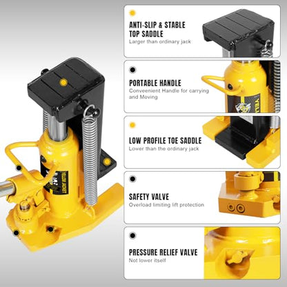 YELLOW JACKET Toe Jack 2.5 Ton Toe/ 5 Ton Top Capacity Hydraulic Machine Jack Lift,Air Hydraulic Claw Jack for Car Repair,Machinery,Industry Equipment - size: 5 Ton Top