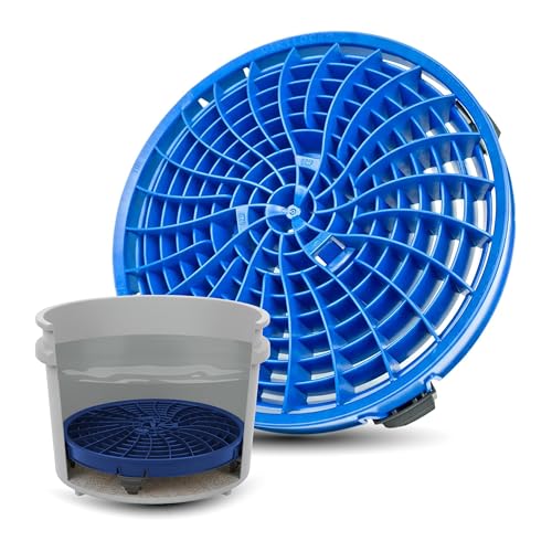 DETAIL GUARDZ Dirt Lock Car Wash Insert – Bucket Filter for 3–8 Gallon Round Pails – Traps Debris, Prevents Swirl Marks – Self-Locking Rubber Grips, Venturi Flow, Cleaning Tool (Blue) - color: Blue