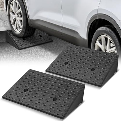Auto Dynasty Rubber Curb Ramps, 5.5" Lift Height Curbside Driveway Ramp, 4410 LBS/2T Capacity Sidewalk Curb Ramp for Cars Trucks Bikes Motorcycles Wheelchairs, 2 Pack - size: 5.5" Rise