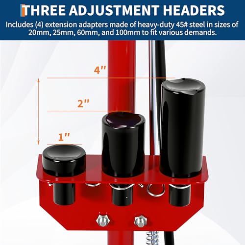GarveeTech 35 Ton Air Hydraulic Floor Jack for Heavy Duty Trucks & Tractors – Low Profile (10"-21.19"), 4 Adapters, 46" Adjustable Handle – 77,000 Lbs Capacity - color: 35 Ton Red