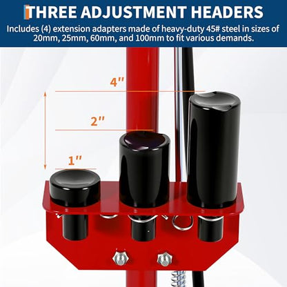 GarveeTech 35 Ton Air Hydraulic Floor Jack for Heavy Duty Trucks & Tractors – Low Profile (10"-21.19"), 4 Adapters, 46" Adjustable Handle – 77,000 Lbs Capacity - color: 35 Ton Red
