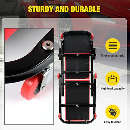 Nilight 40" Z Creeper - 2-in-1 Folding Rolling Mechanic Seat, 40 inches Adjustable Lay-Down or Sit Garage Chair, 330 lbs Capacity, Red Black - color: Red