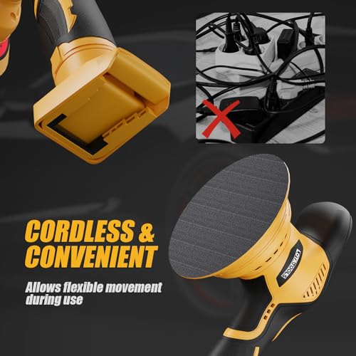 Car Detailing and Polishing Compatible with Dewalt 20V Battery, 5500 RPM Dual-Action Polisher with 8 Variable Speeds -Battery Not Included - color: Yellow