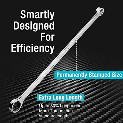DURATECH 18mm Extra Long Ratcheting Wrench, Metric, CR-V Steel - size: 18mm
