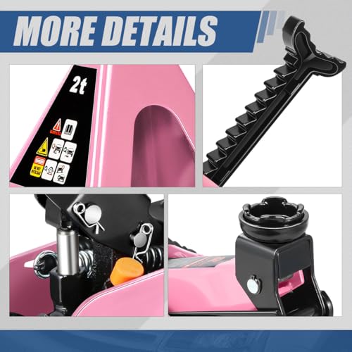 Auto Dynasty 2 Ton Floor Jack with Jack Stands, Heavy Duty Steel Hydraulic Racing Floor Jack with Single Piston Quick Lift Pump, Hydraulic Trolley Service Car Jack, Pink - color: Pink