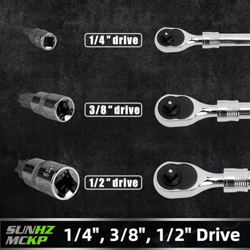 SUNHZMCKP 60PCS Master Torx Socket and External Torx Plus Security Star Bit | 1/4", 3/8", 1/2" Drive Socket Bit, Female E Sockets E4-E24, Star Socket Bits T6-T70, TT6-TT70, TP8-TP60, CR-V&S2 Alloy Steel - color: 60 Piece Torx Bit Socket Set