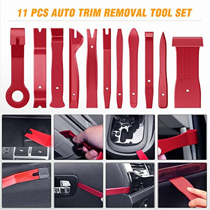 GOOACC 238Pcs Trim Removal Tool, Auto Push Pin Bumper Retainer Clip Set Fastener Terminal Remover Tool Adhesive Cable Clips Pry Kit Car Panel Radio Removal Auto Clip Pliers - color: 120Pcs Clips + 118 Remover Red