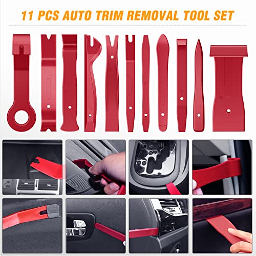 GOOACC 238Pcs Auto Trim Removal Tool and Push Pin Retainer Clip Set | Fastener Terminal Remover Tool Adhesive Cable Clips Panel Remover Kit Car Panel Radio Removal Auto Clip Pliers - color: 120Pcs Clips + 118 Remover Red