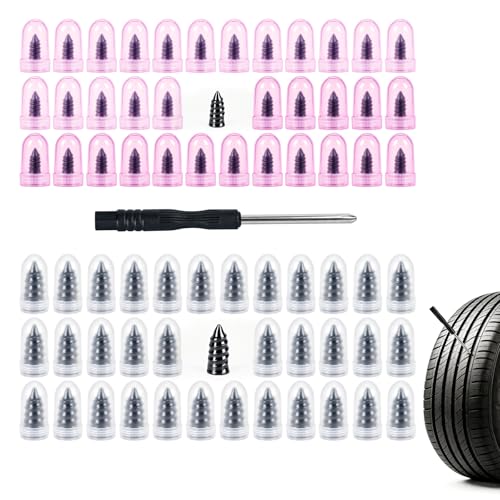71PCS Tire Plug Kit, Screw Type Tire Repair Kit | 2 Sizes Tire Plugs with Screwdriver for Tubeless Tires, Cars, Trucks, Motorcycles, ATVs & Tractors, DIY Flat Tire Repair Tool