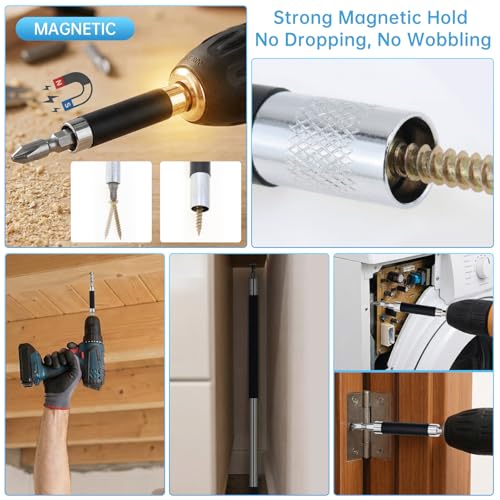 ChgImposs 3pcs/set Scalable Magnetic Screw Drive Guide Drill Bit Tip Holder, 3.15"/4.72"/5.51"(80/120/140mm) Screwdriver Bit Holder Extension Bar Adapter, Drill Bit Guide Rod Adapter