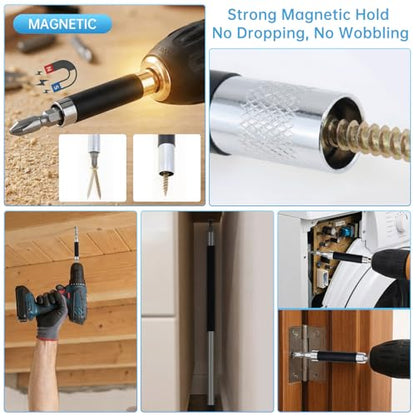 ChgImposs 3pcs/set Scalable Magnetic Screw Drive Guide Drill Bit Tip Holder, 3.15"/4.72"/5.51"(80/120/140mm) Screwdriver Bit Holder Extension Bar Adapter, Drill Bit Guide Rod Adapter