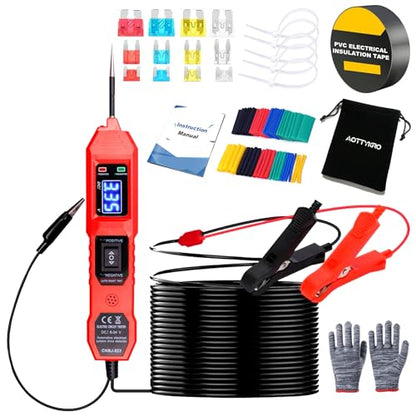 Automotive Power Circuit Probe Tester 3.5-36V DC,6-in-1 Automotive Circuit Tester with Blue Backlit LCD,Overload Protection & 14.7FT Cable,Test Light for Car Truck Motorcycle Boat Trailer(Red) - style: Red Set