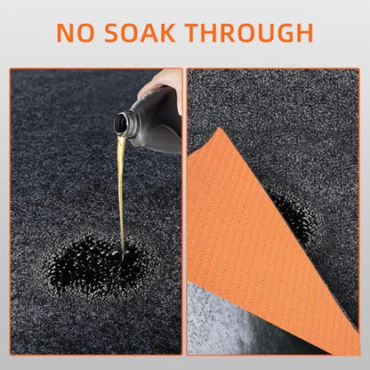 Garage mats for Floor Upgraded, 17 x 7.4 Ft, Garage Floor mats for Under car, Oil Spill mat, Absorb Oil Quickly，Reusable, Protects Floor 3mm TPR Non-Slip Thickening